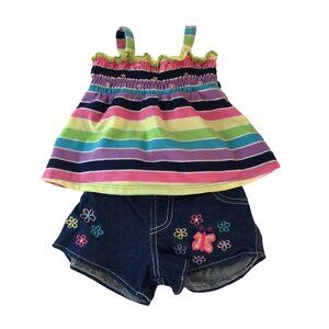 Build A Bear Clothes Justice Striped Halter Top Denim Shorts Flowers Butterfly